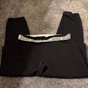 Justice Black Leggings with Logo Band